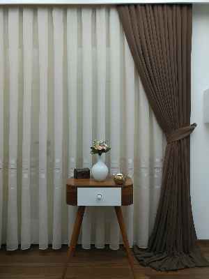 Kahve - Düz Fon Perde ( En 150cm Dökümlü Fon Perde )- Kahve