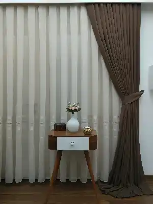 Kahve - Düz Fon Perde ( En 150cm Dökümlü Fon Perde )- Kahve