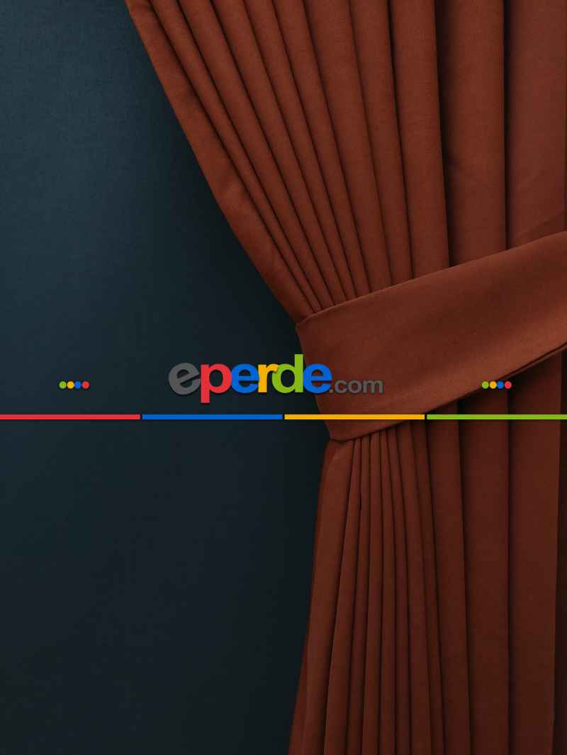 Düz Renk Dökümlü Fon Perde (150)- Tarçın