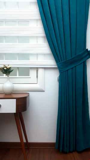 Petrol Mavisi Düz Fon Perde (280 Eninde)- Petrol Mavisi