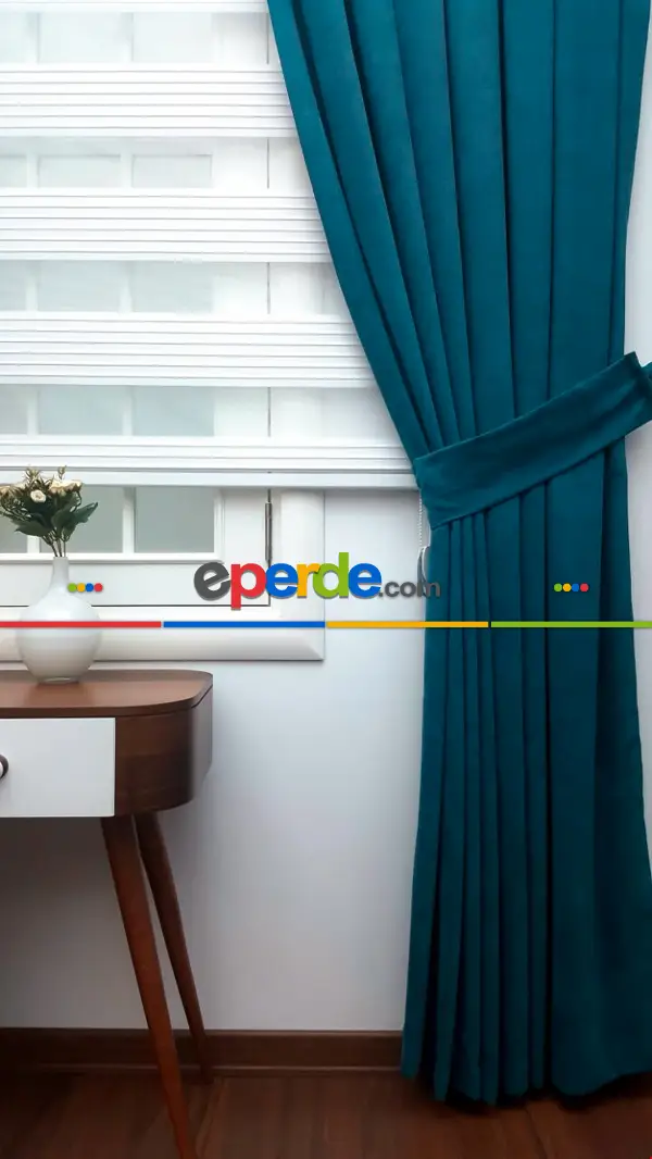 Petrol Mavisi Düz Fon Perde (280 Eninde)- Petrol Mavisi