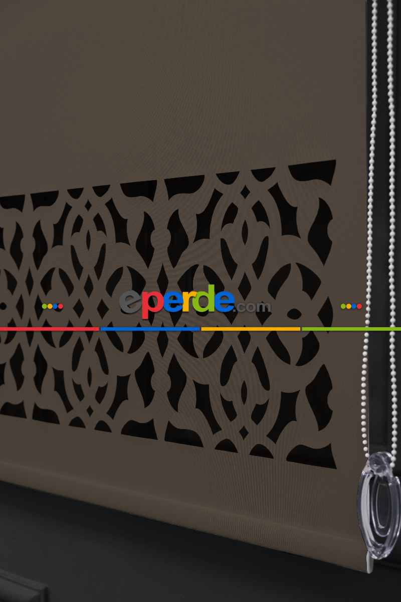 Kahverengi Renk Lazer Kesim Mat Stor Perde (ister Düz - İster Lazer Kesimli Satın Alın)