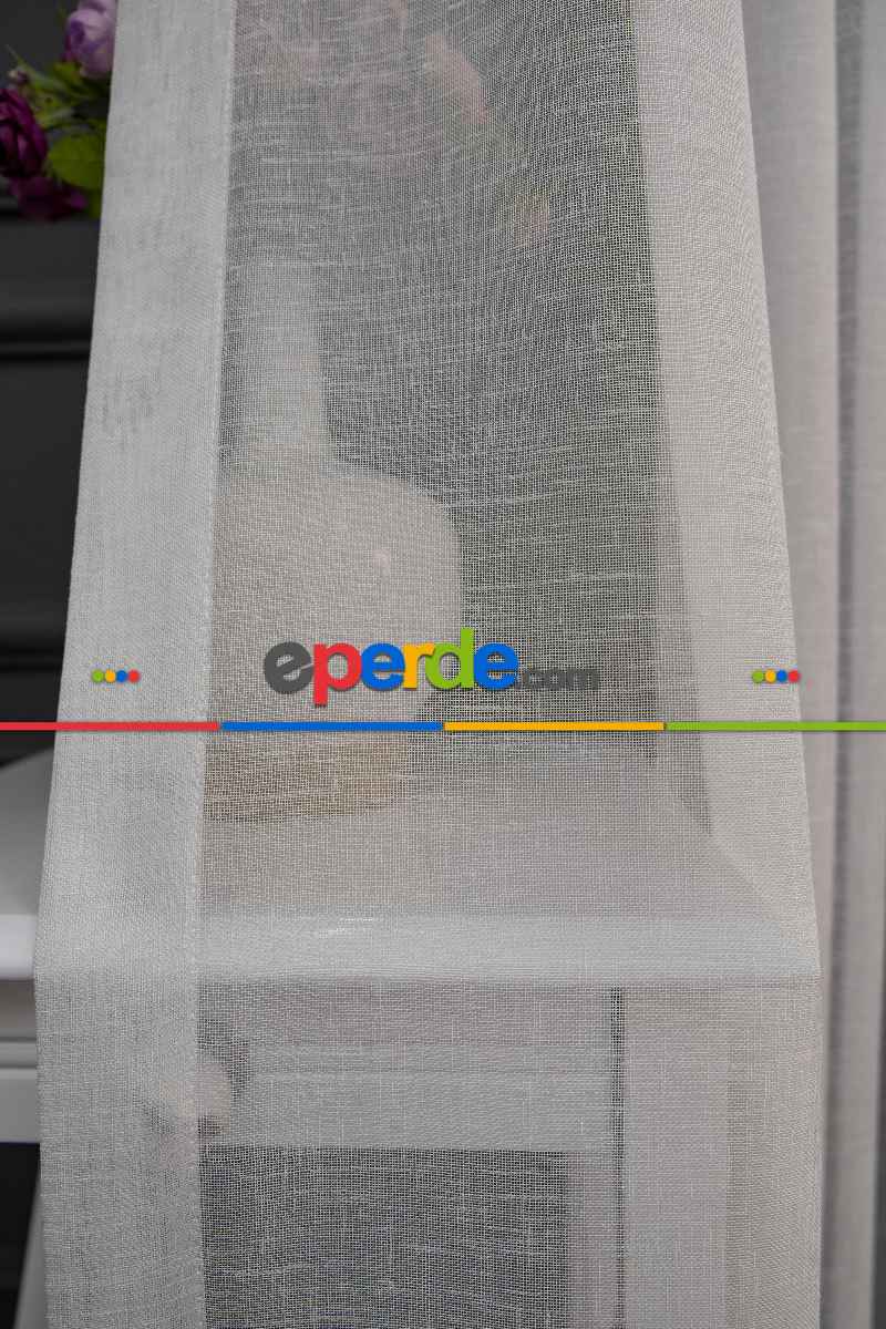 Keten Tül Ütü İstemez Dökümlü Tül - İtinalı Dikiş - Kanun Pile Seçeneği - Kurşunlu Tül