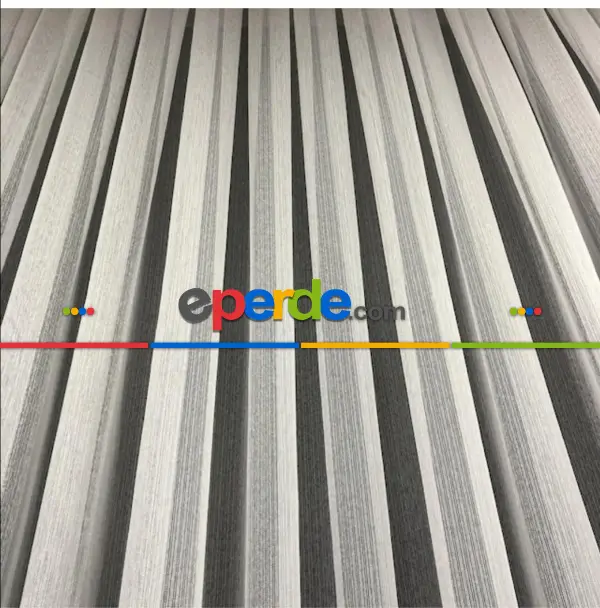 Ekru Sık Dokulu Çizgili Modern Düz Tül Perde - Ütü İstemez