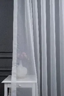 Yatak Odası - Crop Beyaz Sade Kar Beyaz Bembeyaz Sade Kırışmaz Ütü İstemez Tül Perde