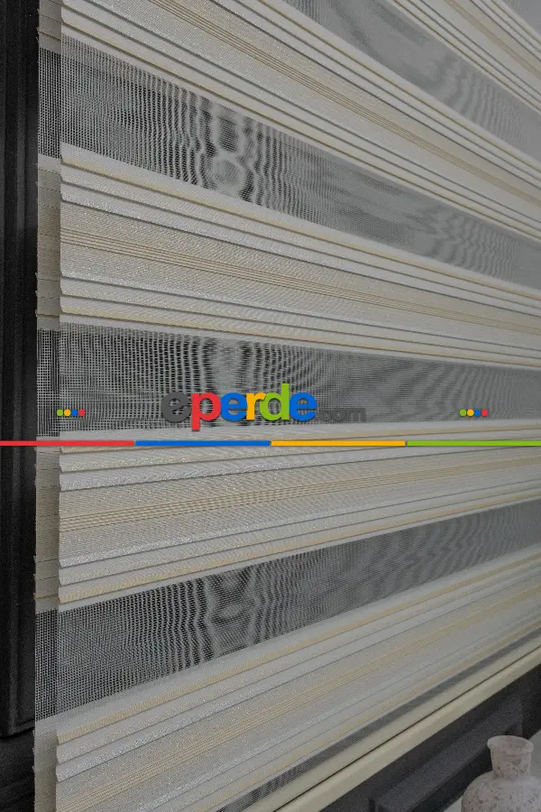 Salon - Zebra Perde -simli Plise Perde - Renk Geçişli Zebra Perde