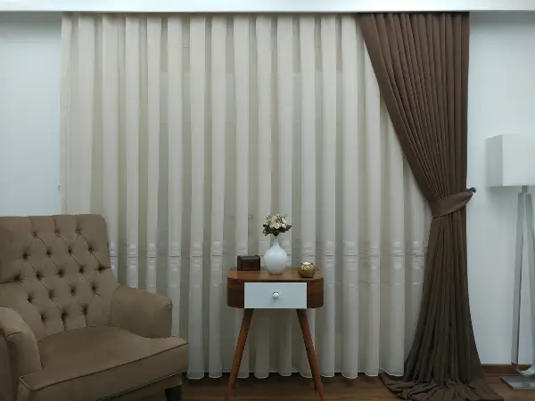 Kahve - Düz Fon Perde ( 300cm 1.kalite Dökümlü Fon Perde )- Kahve