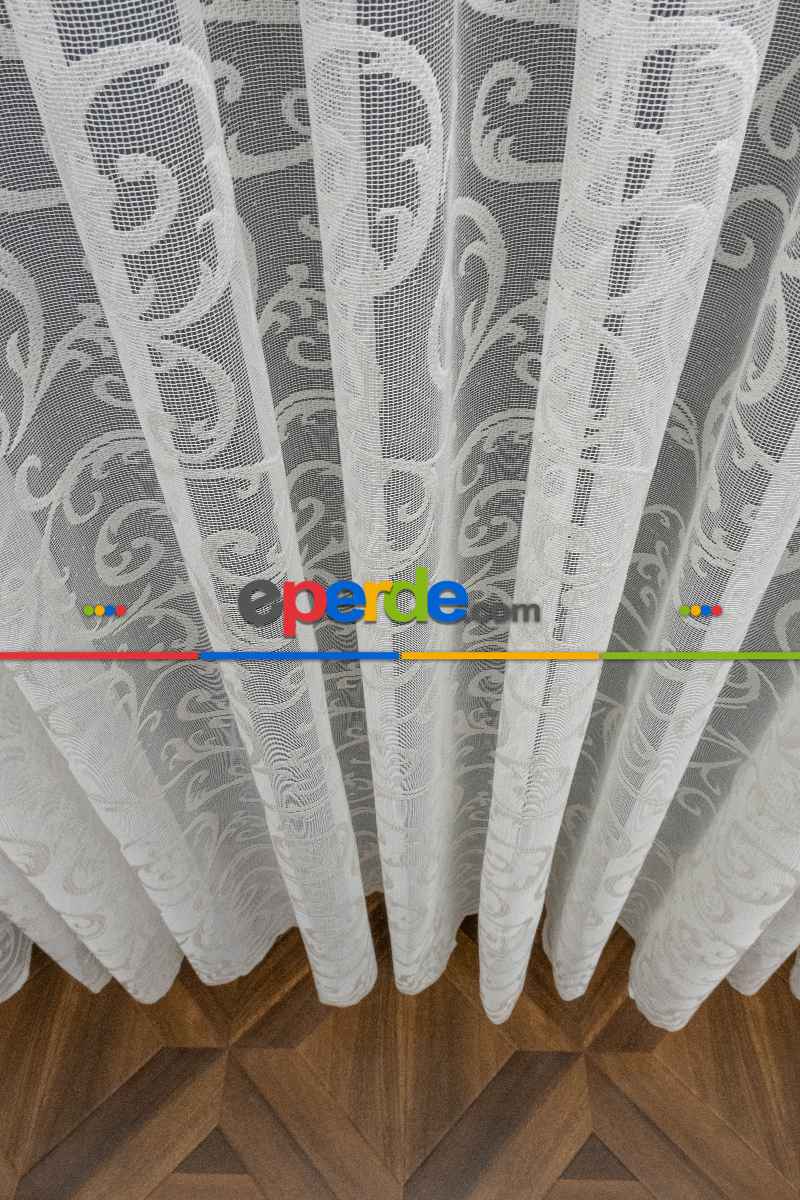 Şal Ve Sarmaşık Desenli Örme Tül Fransız Danteli