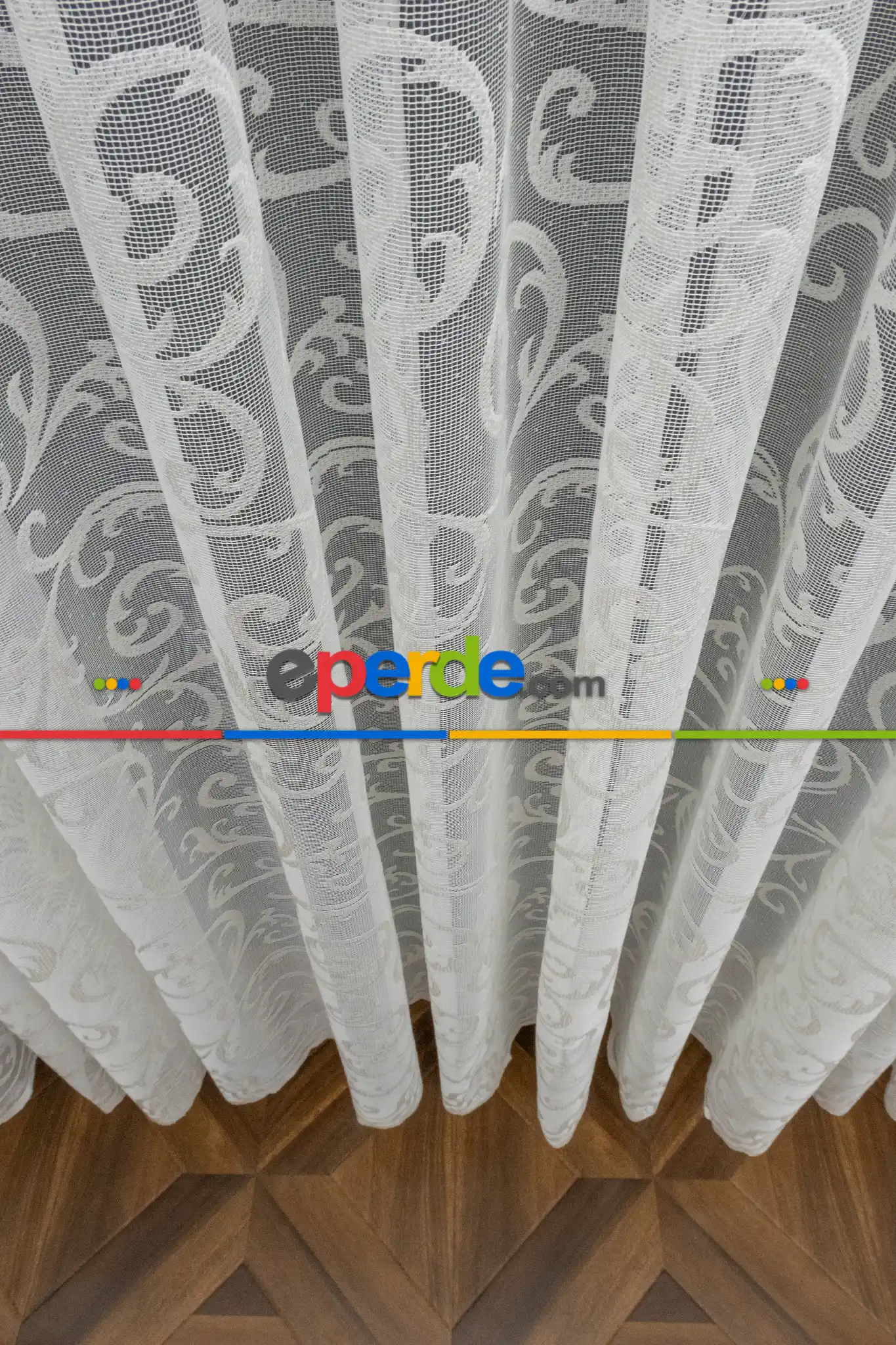 Şal Ve Sarmaşık Desenli Örme Tül Fransız Danteli