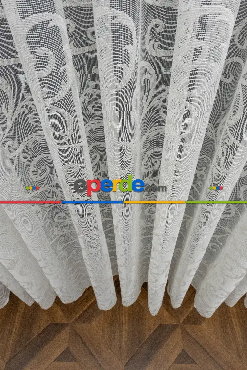 Şal Ve Sarmaşık Desenli Örme Tül Fransız Danteli