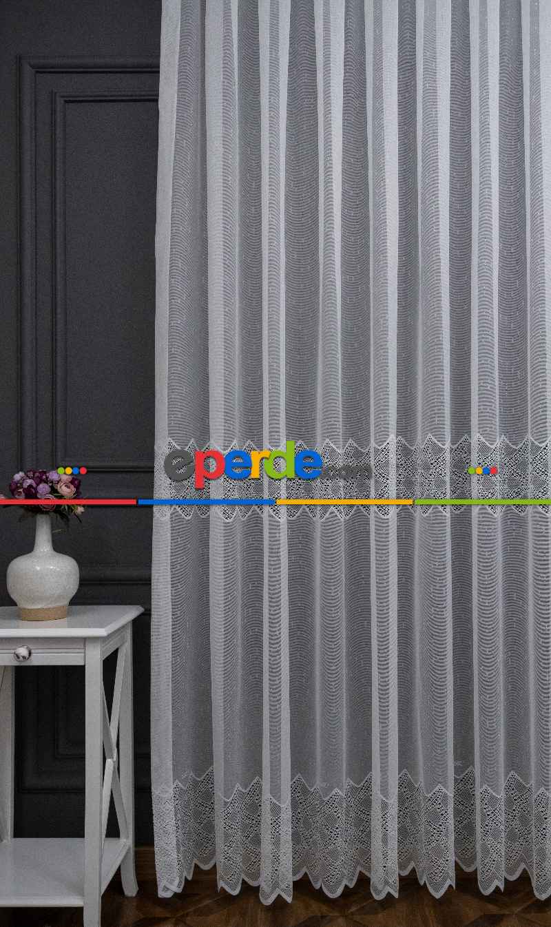 Salon Tül - Taç Ara Bant Örme Entel Desen Tül