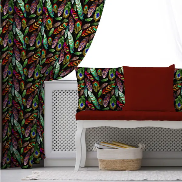 Kuşlu Fon Perde Evim 316 Kumaşı Kalındır Duck Bezi Değildir