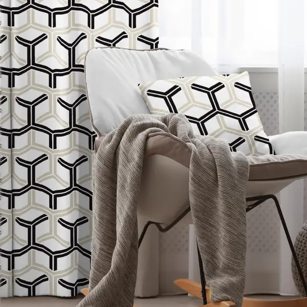 Modern Desenli Fon Perde Evm1930 Kumaşı Kalındır Duck Bezi Değildir