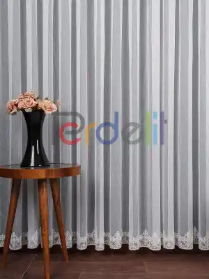 Etek Ucu Nakış İşlemeli Tül Perde