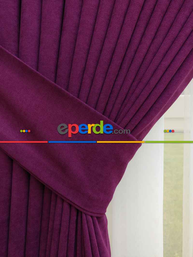 Vişne Rengi Düz Fon Perde Dökümlü Birinci Kalite 300 Cm Geniş En Daha Hesaplı- Vişne