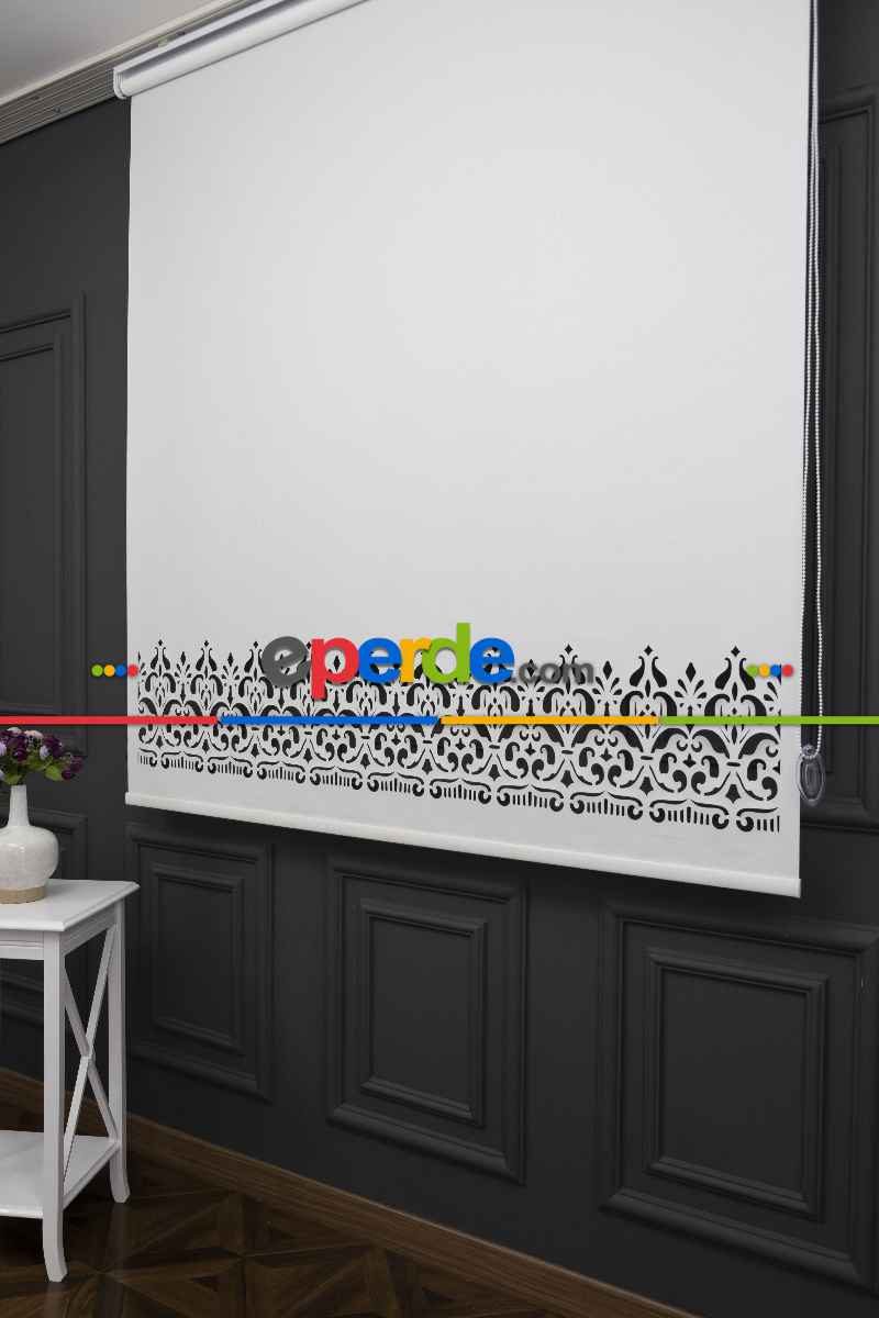 Ekru Renk Lazer Kesim Mat Stor Perde (ister Düz - İster Lazer Kesimli Satın Alın)
