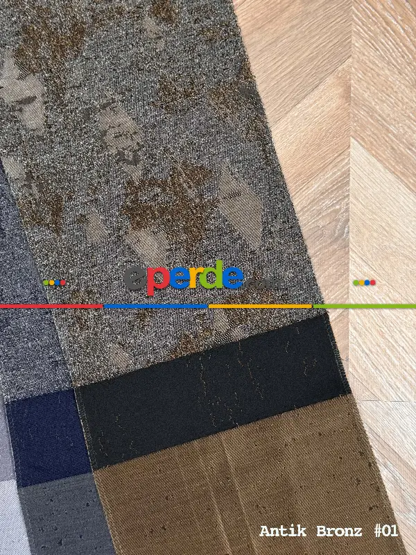 Yatak Odası - 6 Farklı Renk Orta Pano Desenli Jakar Dokuma Fon Perde, Premium Kalite Seri 100cm X 1cm 