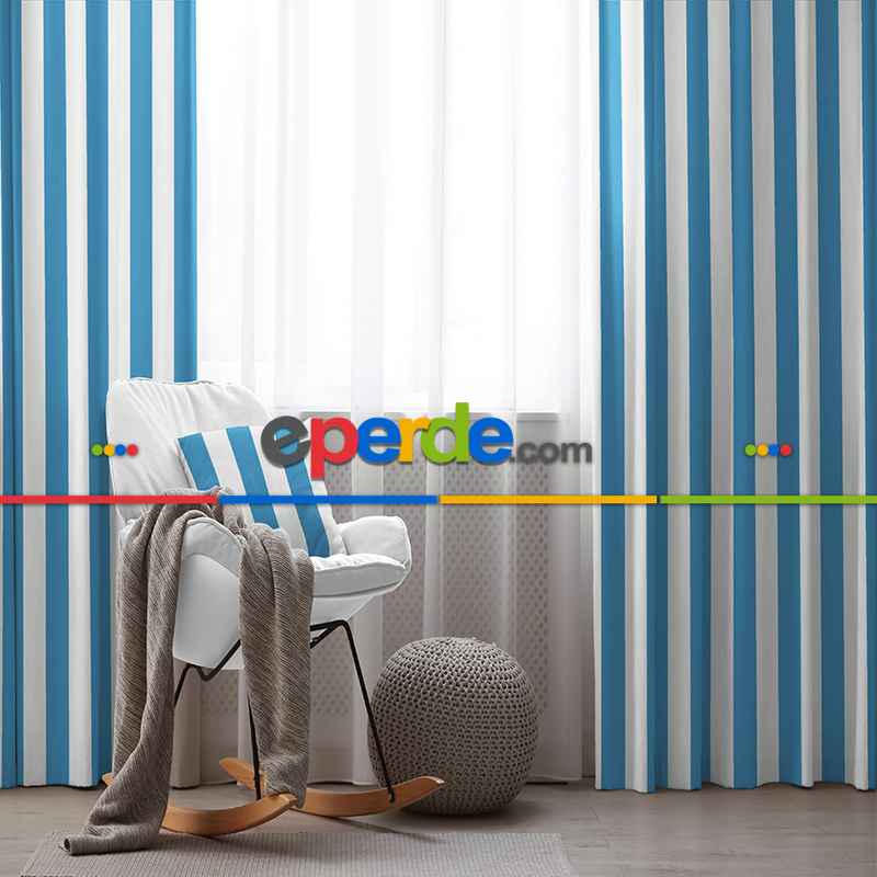Çizgili Fon Perde Evim1622-1 Kumaşı Kalındır Duck Bezi Değildir