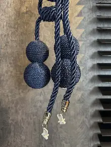 Lacivert Krem Braçol Perde Bağı