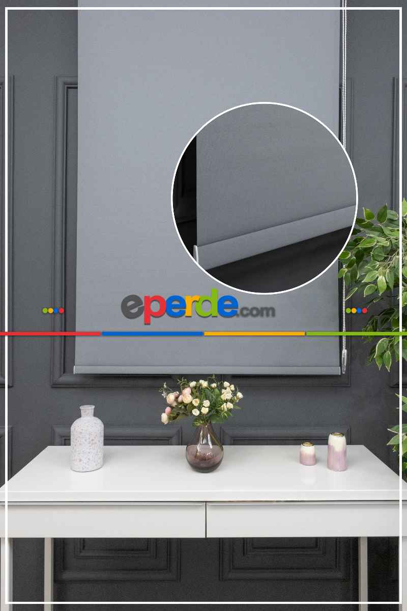 Stor Perde Düz Pvc Mat Stor Güneşlik 1 Kalite Yıkanabilir Gri Füme Antirasit