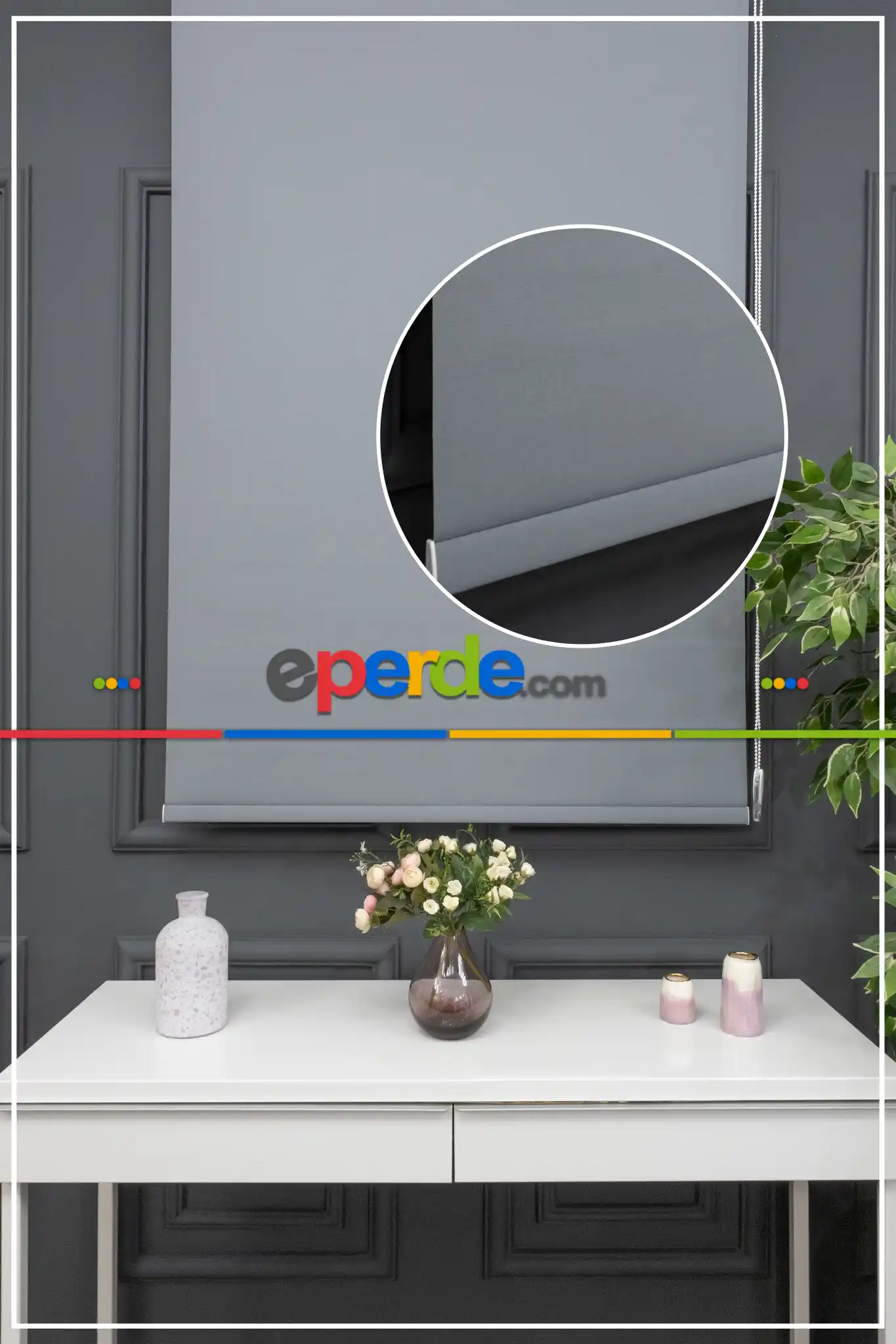 Stor Perde Düz Pvc Mat Stor Güneşlik 1 Kalite Yıkanabilir Gri Füme Antirasit