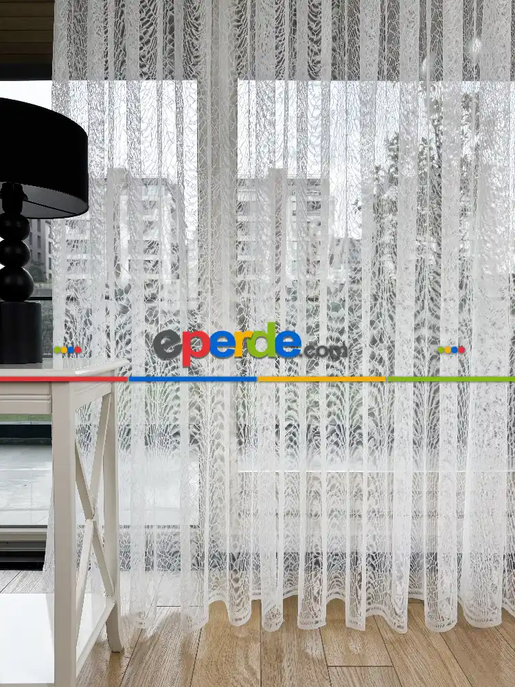 Desenli Fransız Dantel Örme Tül Perde, Desenli Ütü İstemeyen Tül