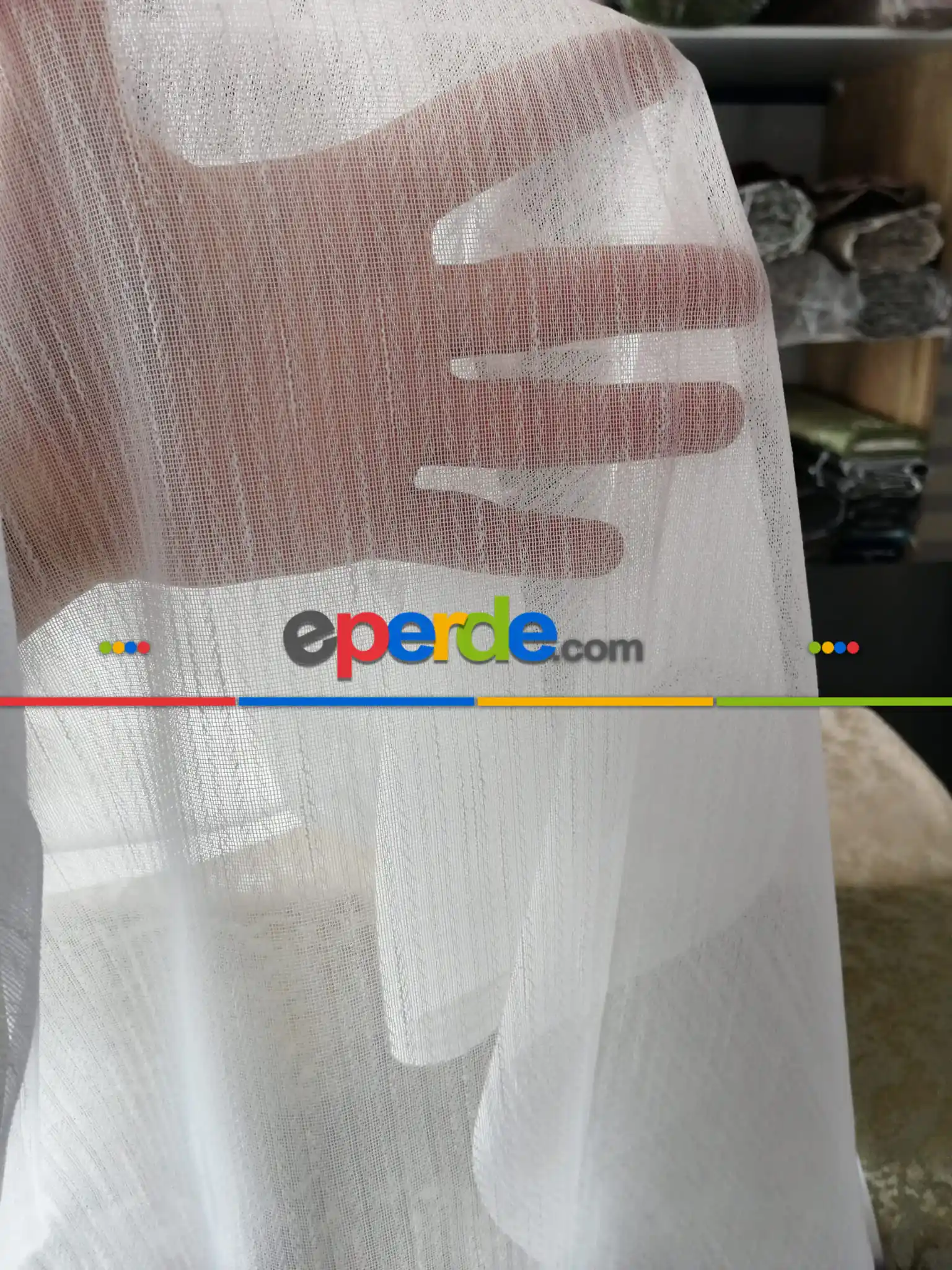 Balık Sırtı Serpme İzmir Serisi Tül - Ekru