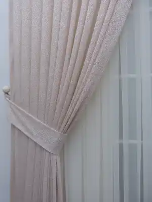 Pudra Pembe Dantel Tül Fon Perde(püsküllü) 90cm En 270 Cm Boy 1tkm- Pembe Pudra Pembe