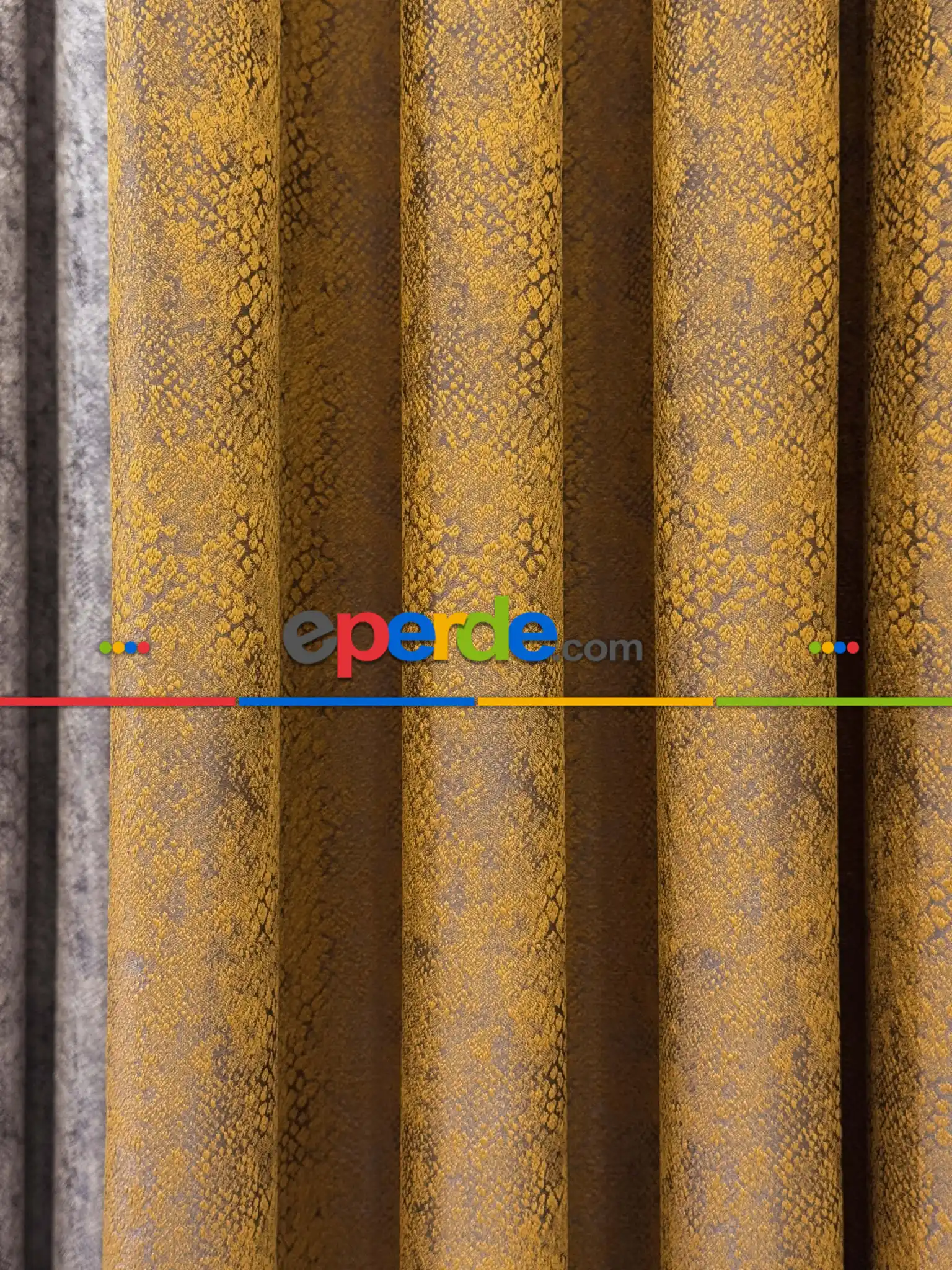 Gold Hardal Jakar Dokuma Desenli Fon Perde, Hafif Parlak Premium Kalite Seri