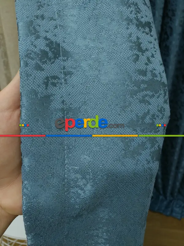 İndigo Duz Jakar Fon Perde - Mavi Koyu