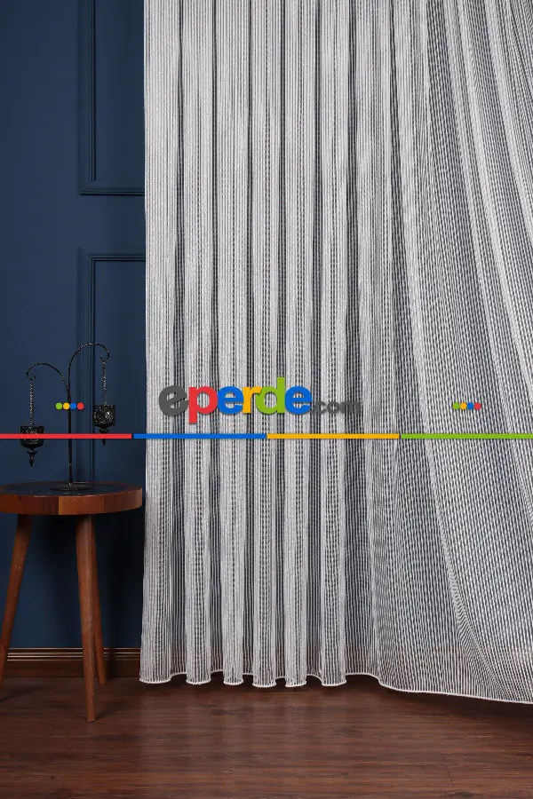 Simli Zincir Ip Düz Tül Perde Ütü Istemez