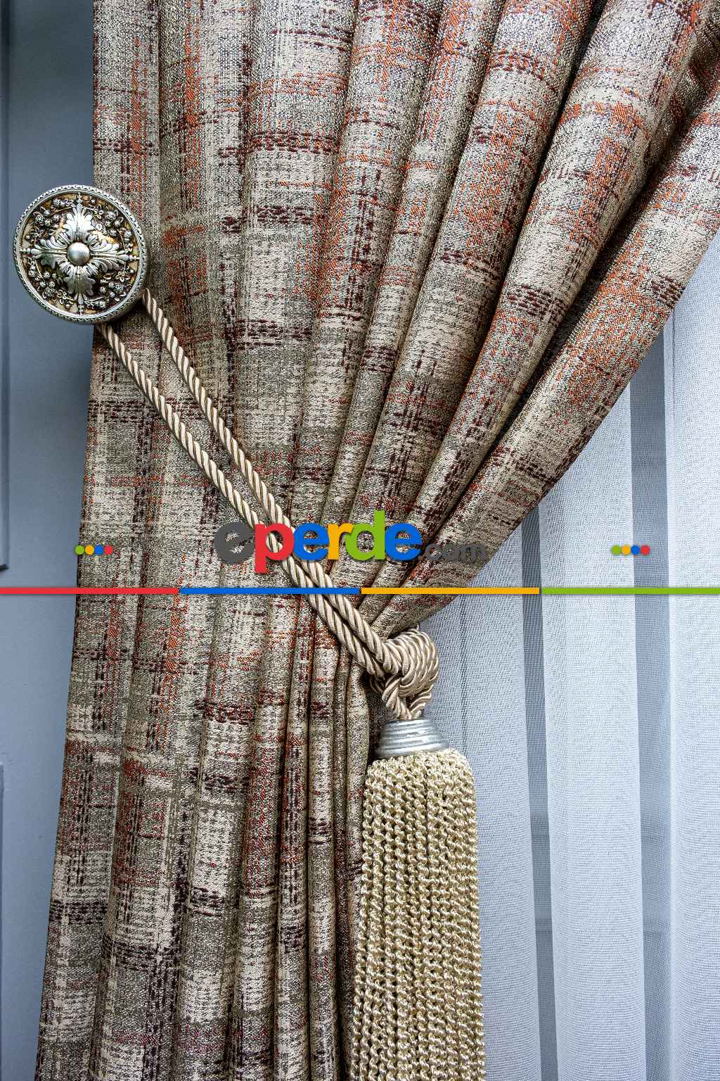 Salon Fon Perde - Carmen Jakar Dokuma Fon Perde- Bej