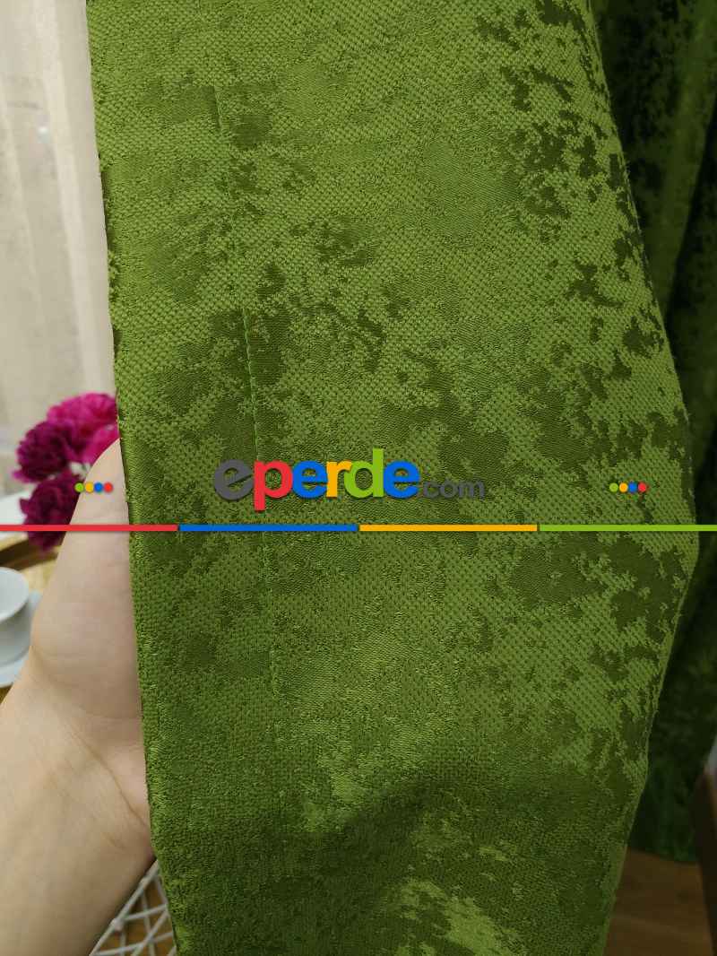 Yeşil Duz Jakar Fon Perde (150)- Yeşil