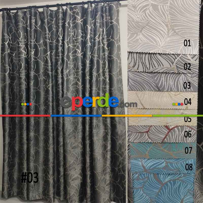 Oturma Odası -  Geniş Enli Jakarlı Dokuma Salon Yatak Odası Lüks Perdeler 8 Renk Seçenekli