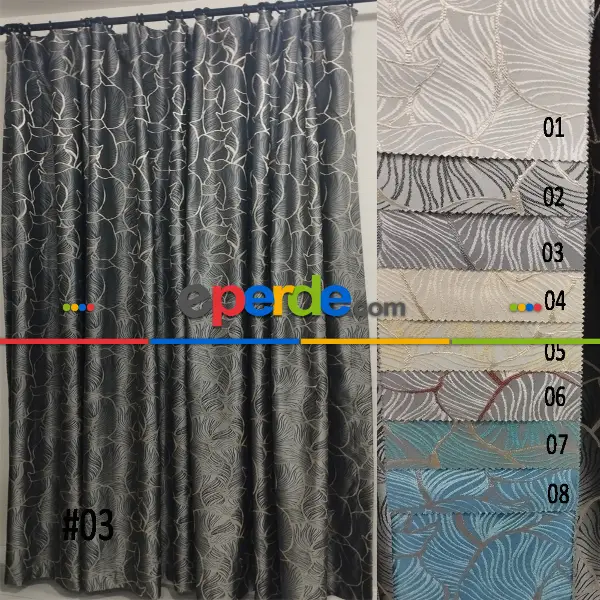 Yatak Odası - Geniş Enli Jakarlı Dokuma Salon Yatak Odası Lüks Perdeler 8 Renk Seçenekli