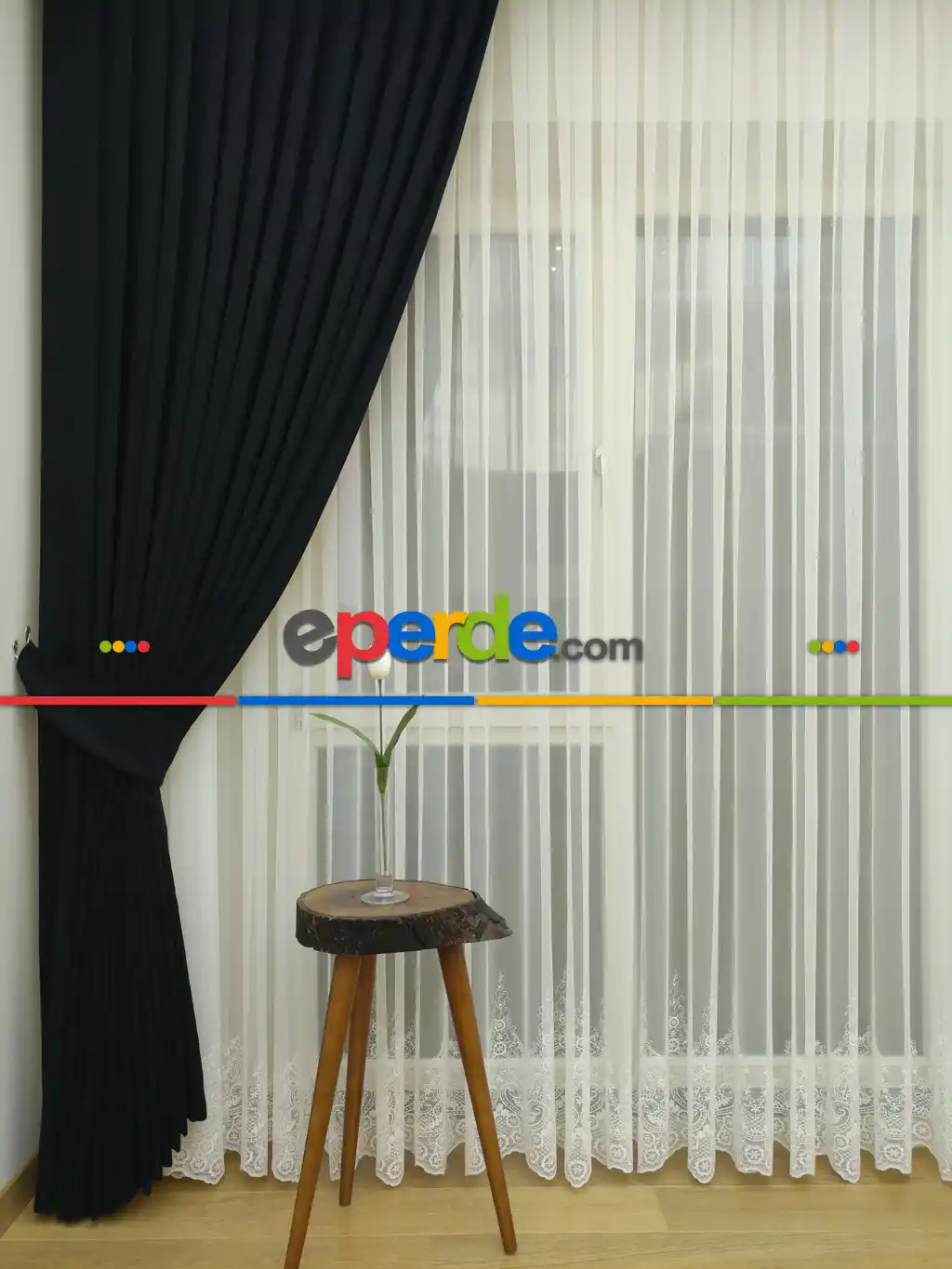 Siyah - Düz Fon Perde ( En 150cm Dökümlü Fon Perde)- Siyah