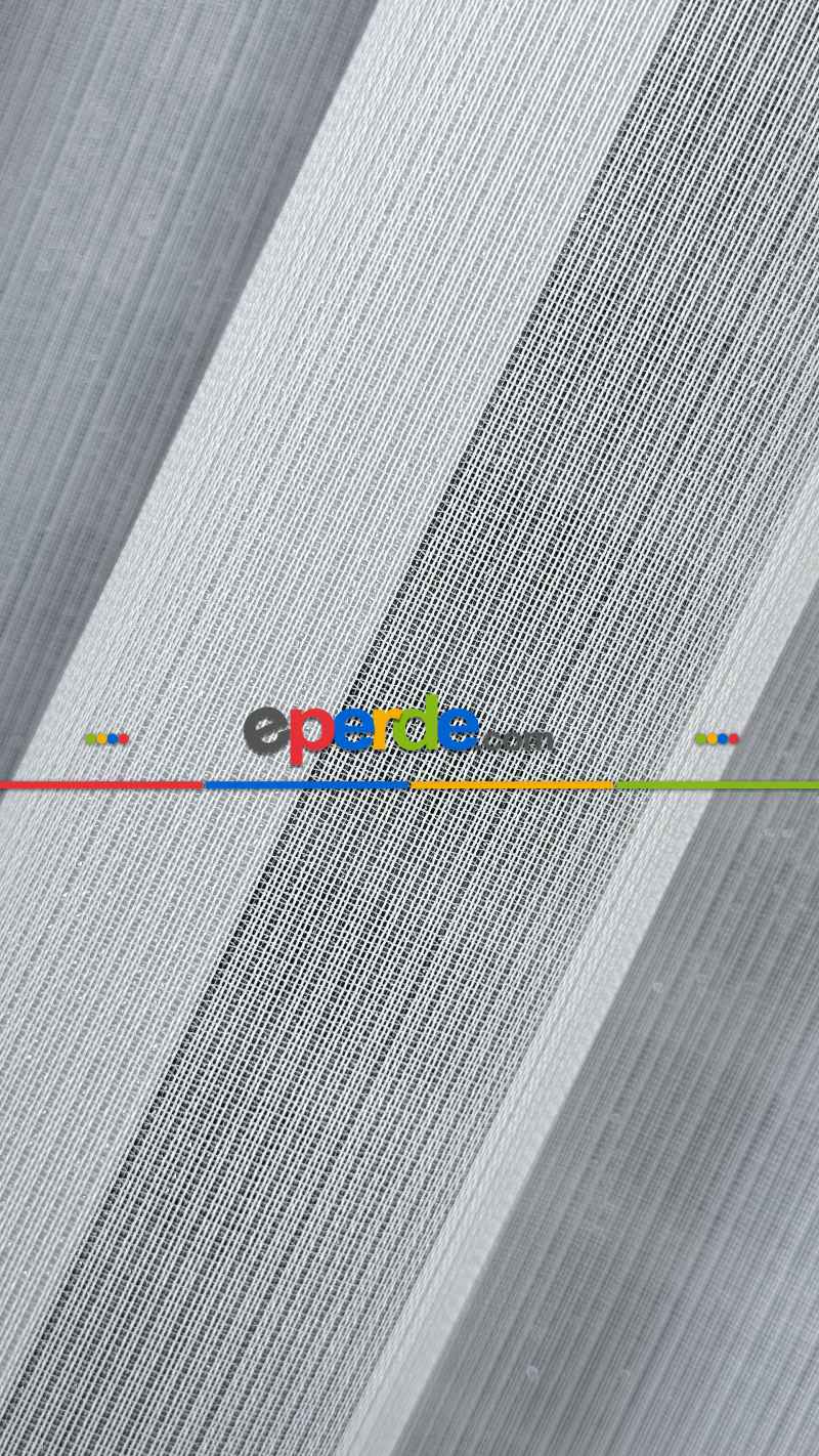 Oturma Odası - Brillant Ekru Hafif Simli Çizgili Seyrek Pile Tül Perde