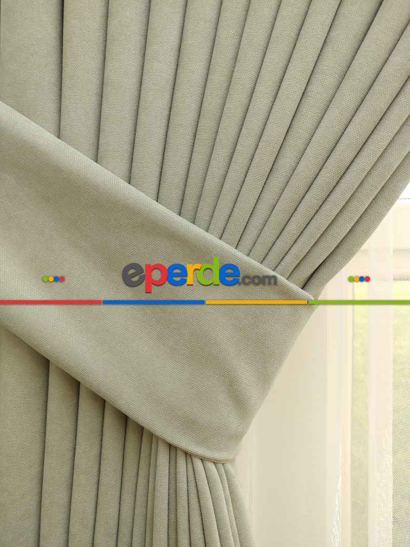 Taş Rengi Bej - Düz Fon Perde ( Dökümlü Fon Perde)- Taş Rengi