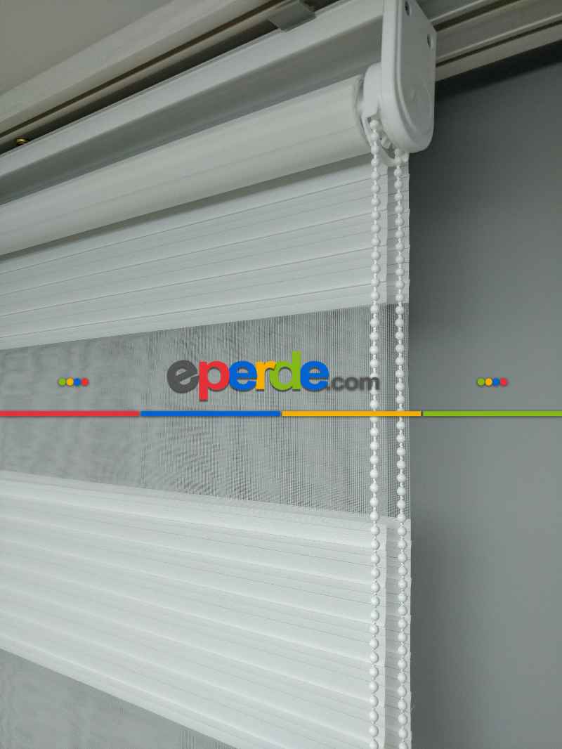 2025 Sezonu - Zebra Perde - Geniş Plise (pileli) Zebra Perde- Krem Açık-ekru