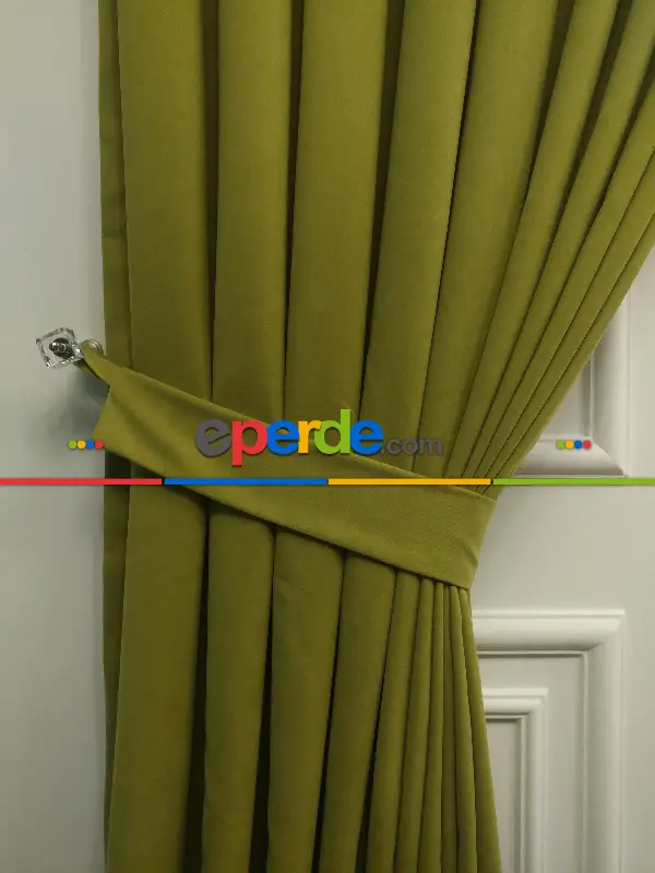 Arzenen Birinci Sınıf Kalite Kadife Dokulu Tek Kanat Fon Perde.- Fıstık Yeşili