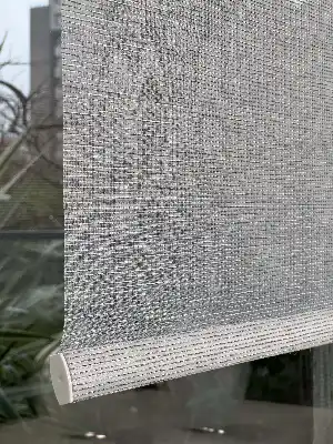 Açık Gri Çiftli Sistem Tül Stor Perde, Standart Metal Kasalı Yüksek Kalite Kornişe Kolay Montaj Seçenekli