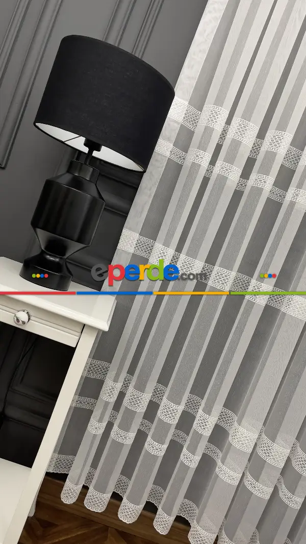 Oturma Odası - Premium Seri Trend Perde Modelleri 2023-kabartma Atlas İplikle Nakışlı İşleme Tül Perde 04