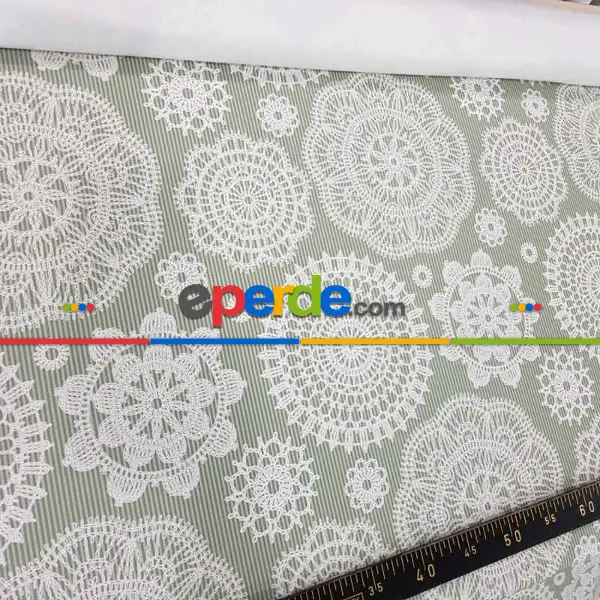 Yatak Odası - Dantel Desenli Fon Perde Evm1099 Kumaşı Kalındır Duck Bezi Değildir- Beyaz