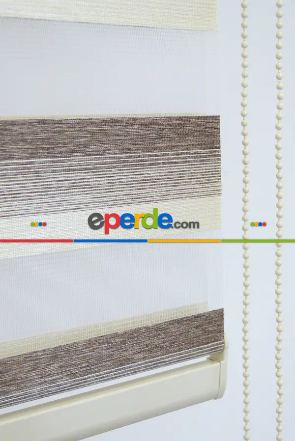 Krem-kahve Bambu Zebra Perde- Kahverengi-krem