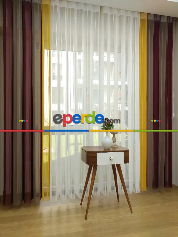 1. Kalite Çizgili Tül Dikey Zebra Perde - Ft-35 Bordo , Ft-09 Elegans , Ft-16 Hardal , Ft-02 Ekru- Bordo-ekru-sütlü Kahve-hardal Sarısı