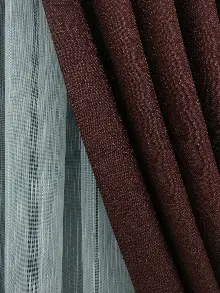 Keten Kahve Renk Düz Fon Perde