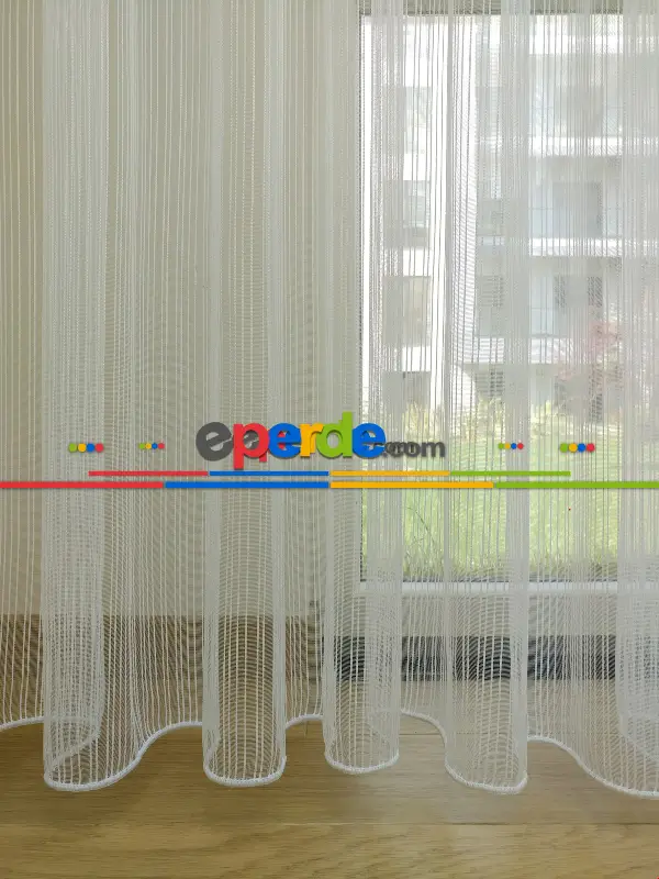 Mutfak Tül Ekru Zincir Desenli Düz Tül Perde !!!özel İndirimli Fiyat