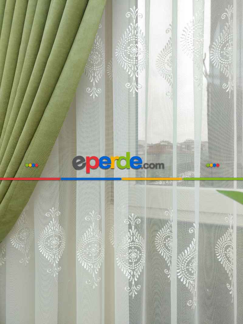 Su Yeşili - Düz Fon Perde ( Dökümlü Fon Perde)- Su Yeşili