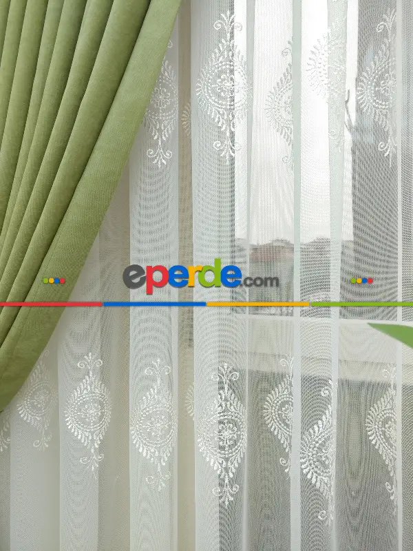 Salon Fon - Su Yeşili - Düz Fon Perde (  Dökümlü Fon Perde)- Su Yeşili