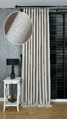 Krem Düz Naturel Keten S Pile Fon Perde, Premium Kalite Serisi Ağır Gramajlı